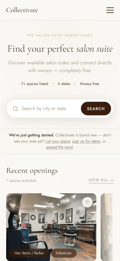 Collectivate website on mobile