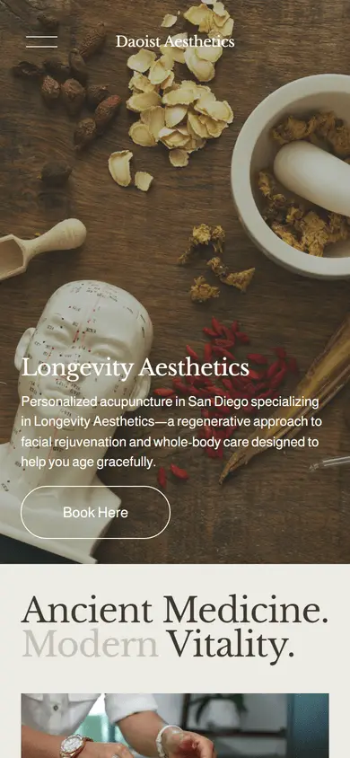 Daoist Aesthetics website on mobile