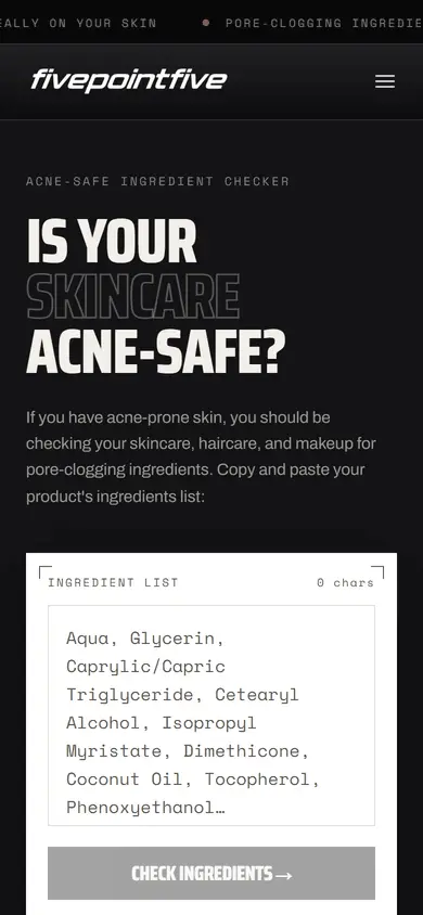 fivepointfive website on mobile