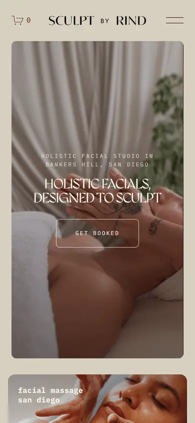 Sculpt by Rind website on mobile